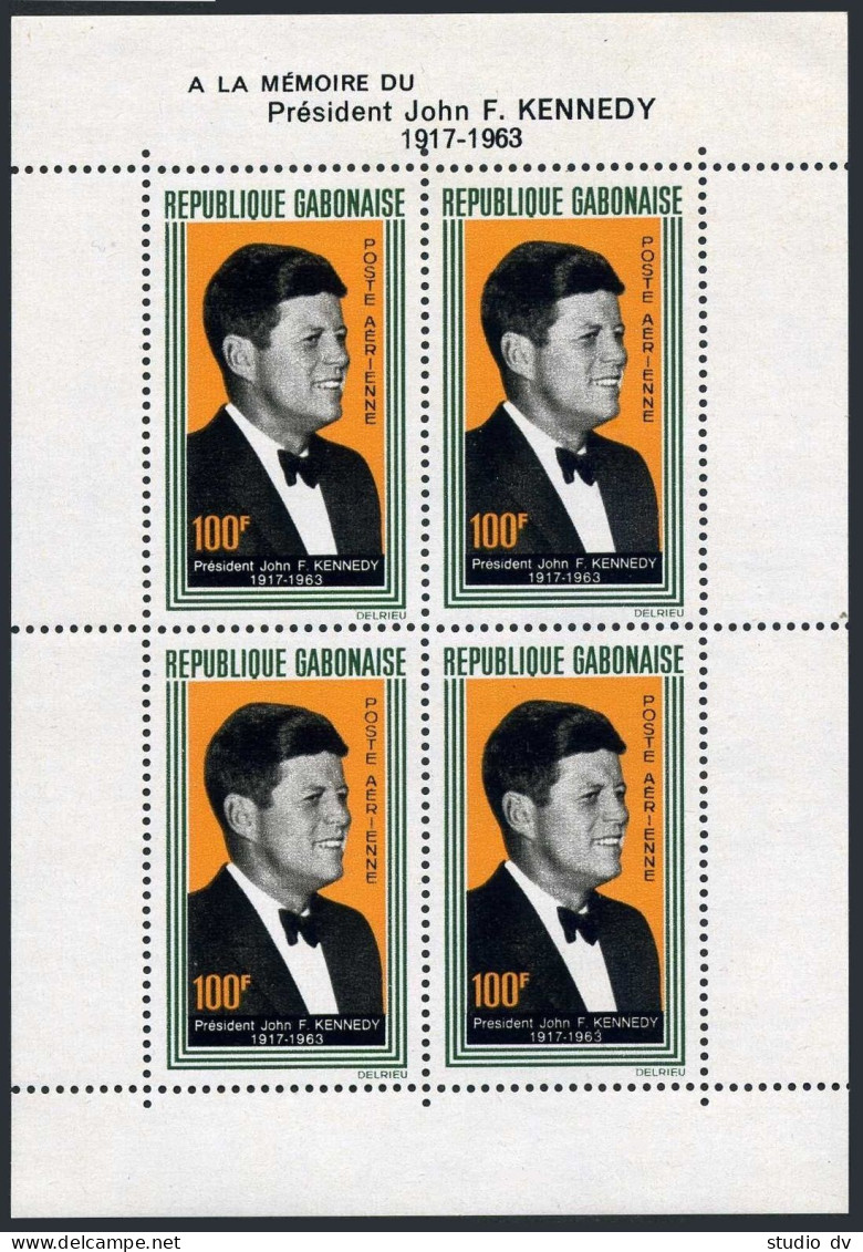 Gabon C27a Sheet, MNH. Michel Bl.3. President John F. Kennedy, 1964. - Gabon