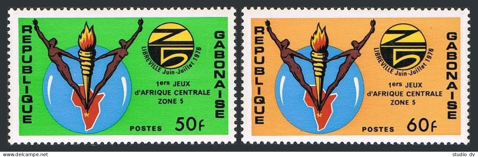 Gabon 365-366,MNH.Michel 592-593. 1st Central African Games, Libreville,1976. - Gabon