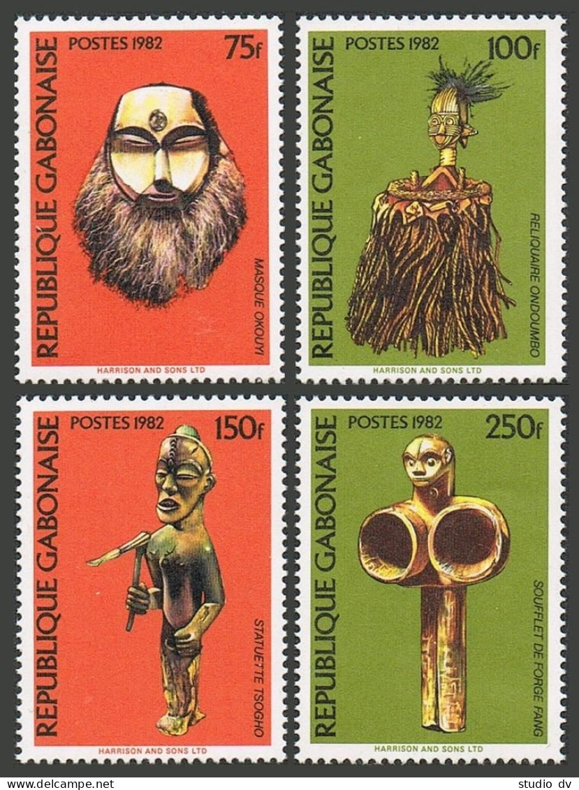 Gabon 522-525, MNH. Mi 841-844. Art 1982. Masks: Okouyi, Ondoumbo. Statuettes. - Gabon