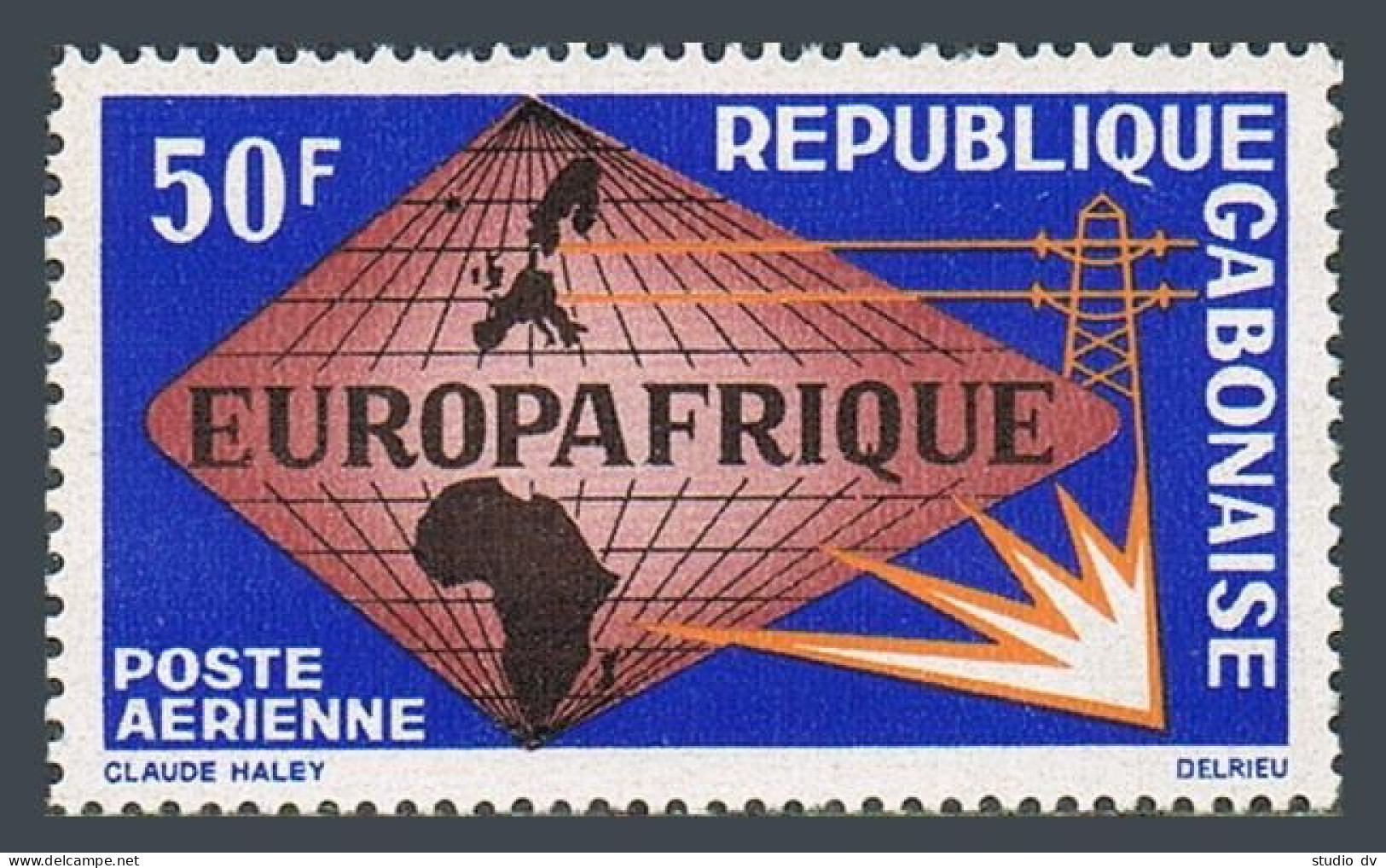 Gabon C36,MNH. EUROPAFRICA-1965.Symbols Of Communications,Map Of Europe & Africa - Gabon (1960-...)