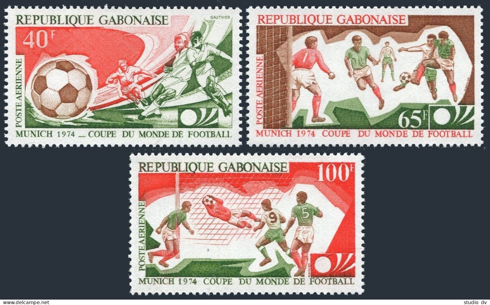Gabon C153-C155,C155a,MNH.Michel 540-542,Bl.27.World Soccer Cup Munich-1974. - Gabon (1960-...)