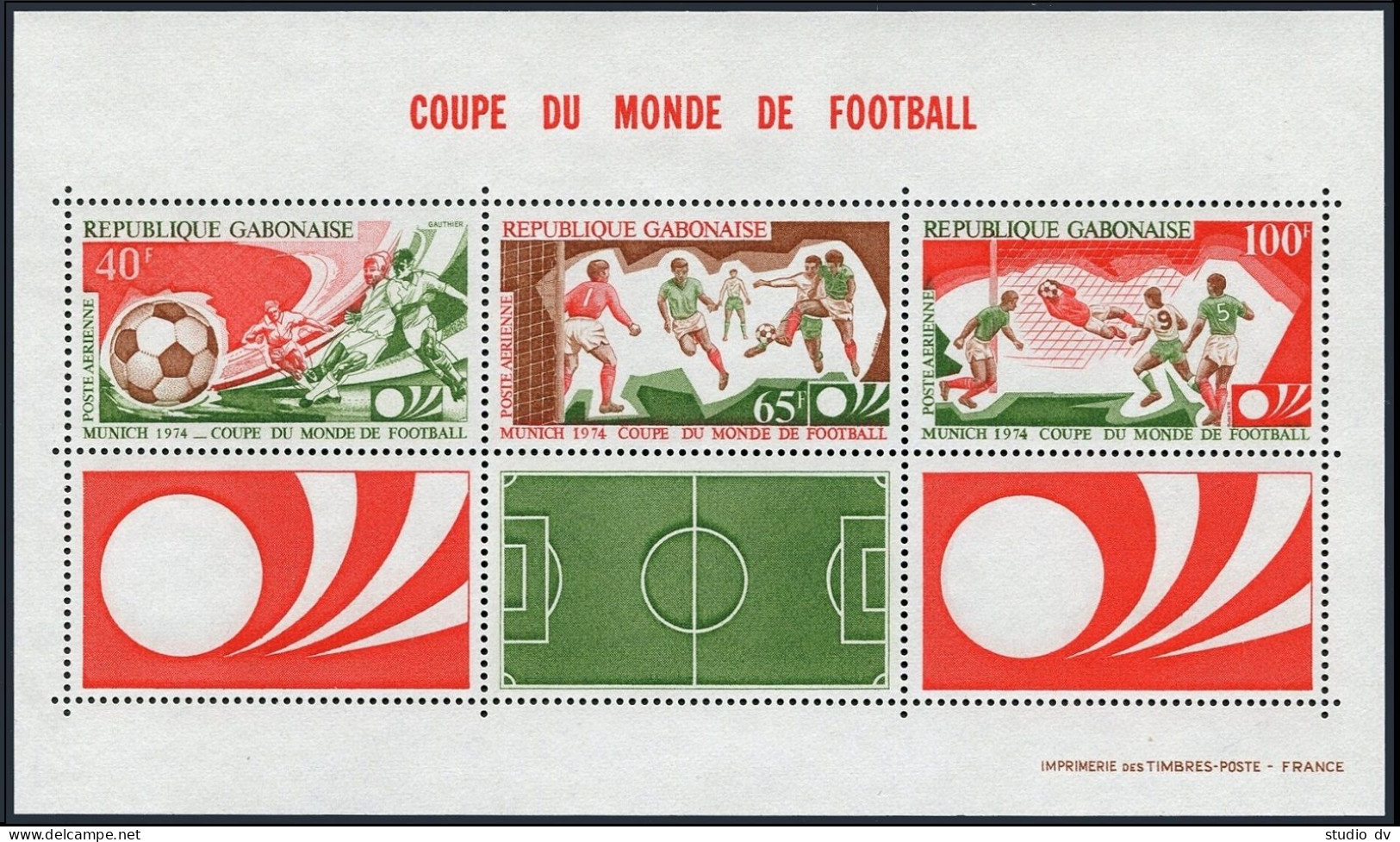 Gabon C153-C155,C155a,MNH.Michel 540-542,Bl.27.World Soccer Cup Munich-1974. - Gabon (1960-...)