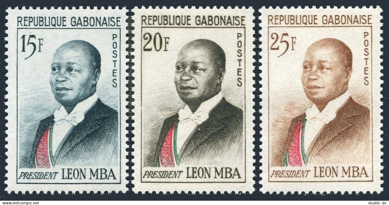 Gabon 160-162, MNH. Michel 167-169. President Leon Mba, 1962. - Gabon