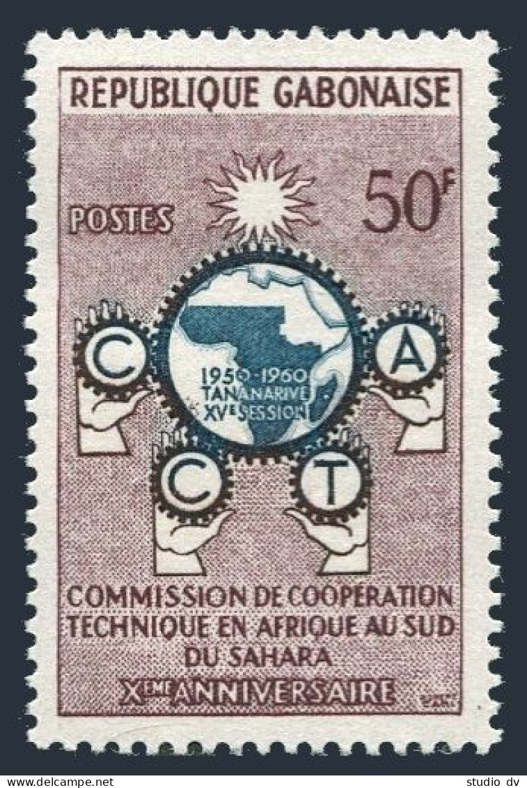 Gabon 150, MNH. Michel 153. C.C.T.A. 10th Ann. 1960. Map. - Gabon