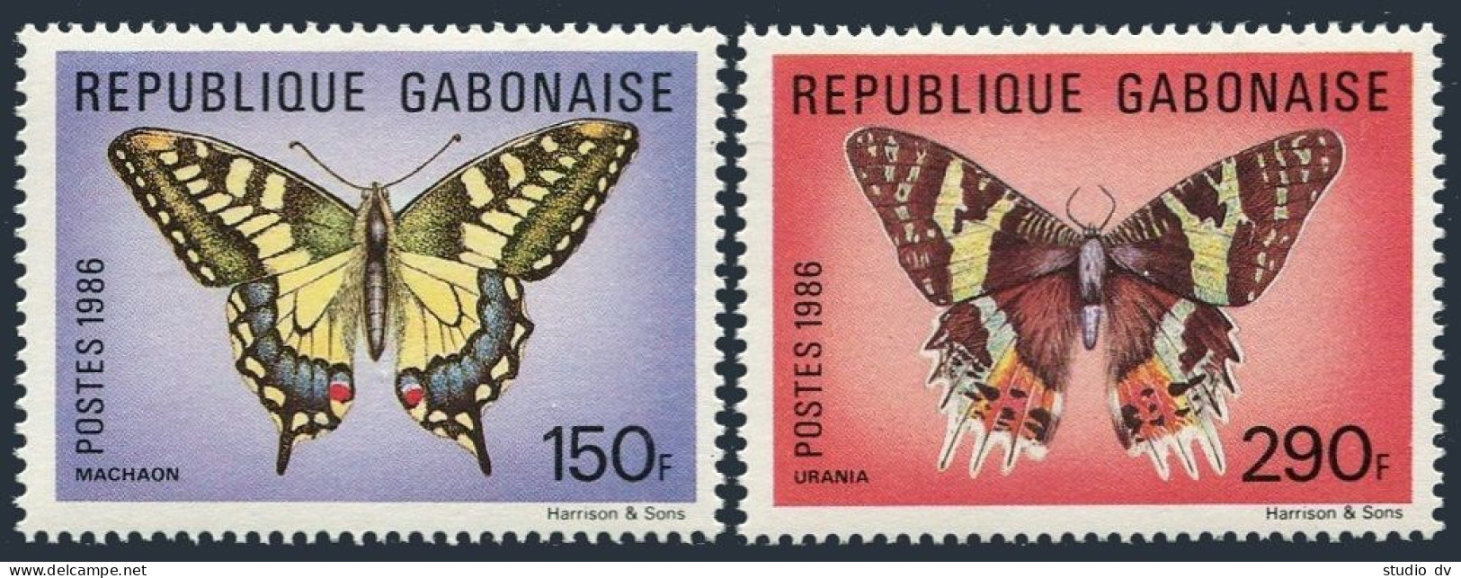 Gabon 605-606, MNH. Michel 969-970. Butterflies 1986. - Gabon