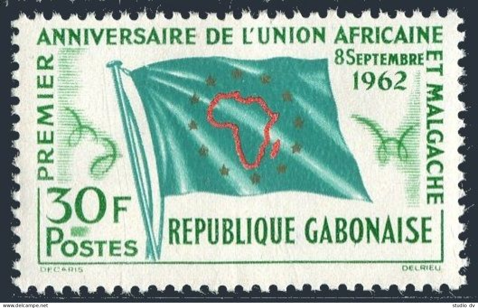 Gabon 165, MNH. Michel 179. African-Malagasy Union, 1962. Flag. - Gabon