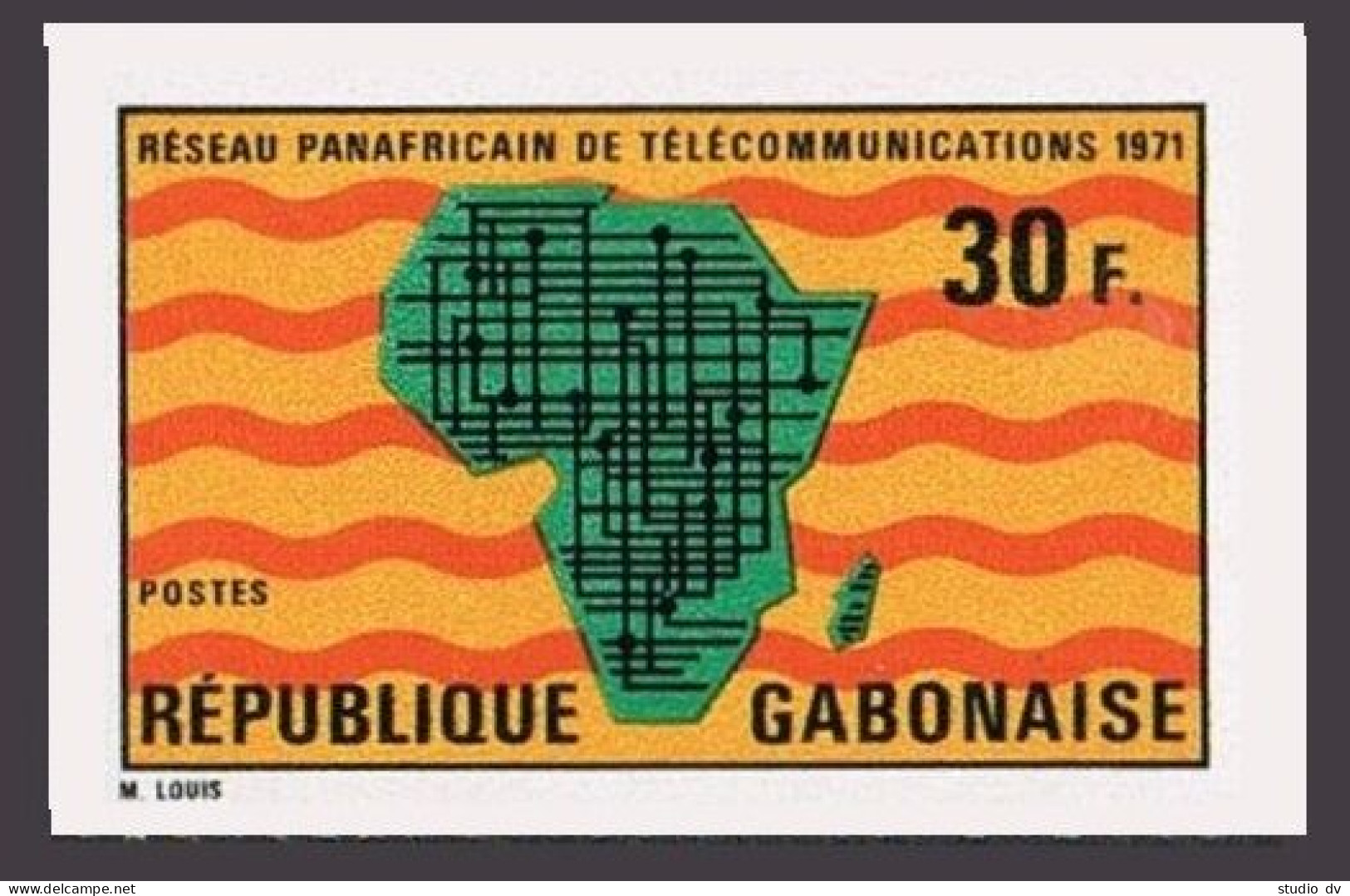 Gabon 271 Imperf,MNH.Michel 424B. African Telecommunication System,1971.Map. - Gabon (1960-...)