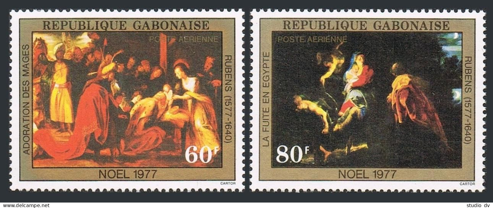 Gabon C202-C203, MNH. Michel 614-615. Christmas 1977. Peter Paul Rubens. - Gabon (1960-...)