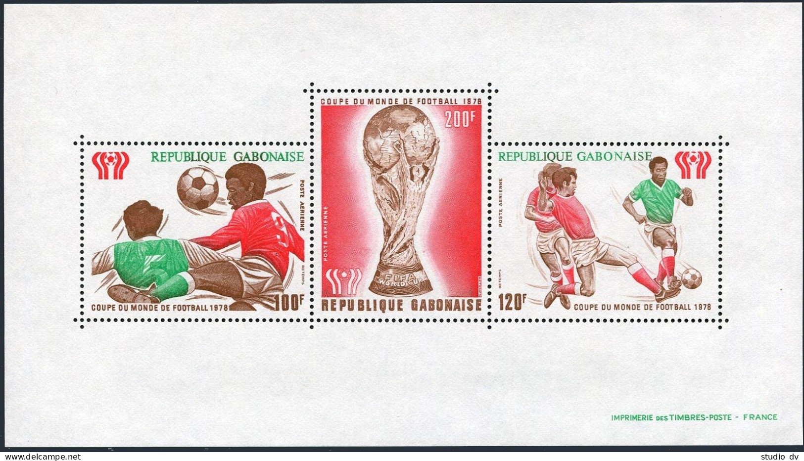 Gabon C207-C209, C209a, MNH. Mi 666-668, Bl.34. World Soccer Cup Argentina-1978. - Gabon