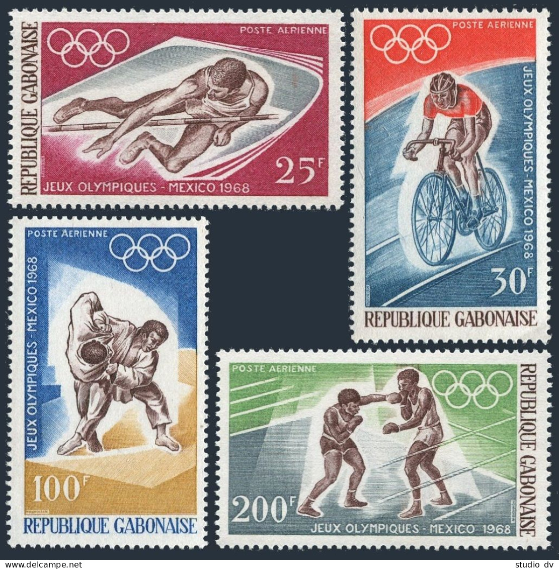Gabon C70-C73,C73a/folder,MNH.Michel 308-311, Bl.10. Olympics Mexico-1968.Judo, - Gabon