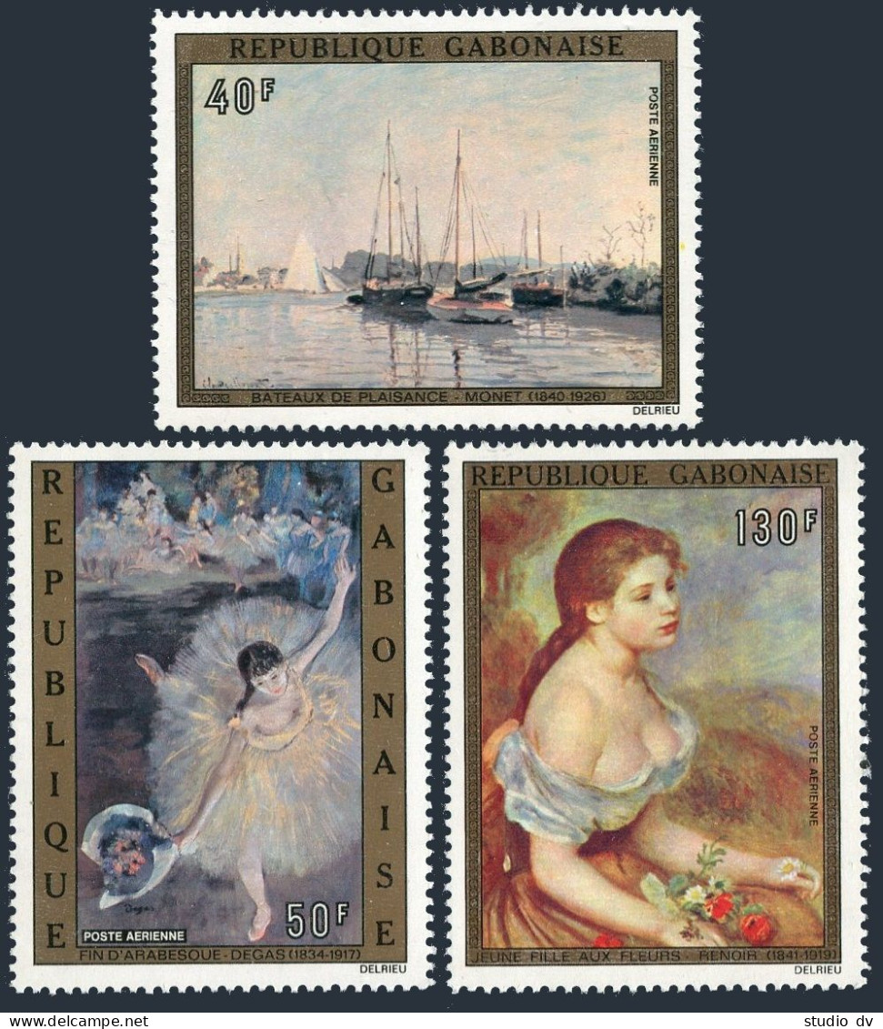 Gabon C146-C148, MNH. Michel 530-532. Paintings 1974. Degas, Monet, Renoir. - Gabon (1960-...)