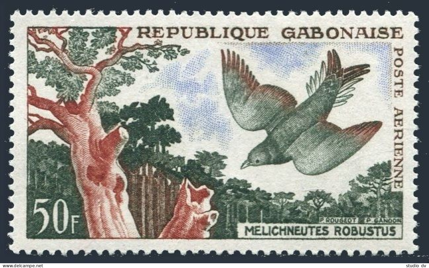 Gabon C4, MNH. Michel 166. Bird 1961. Melichneutes Robustus. - Gabon