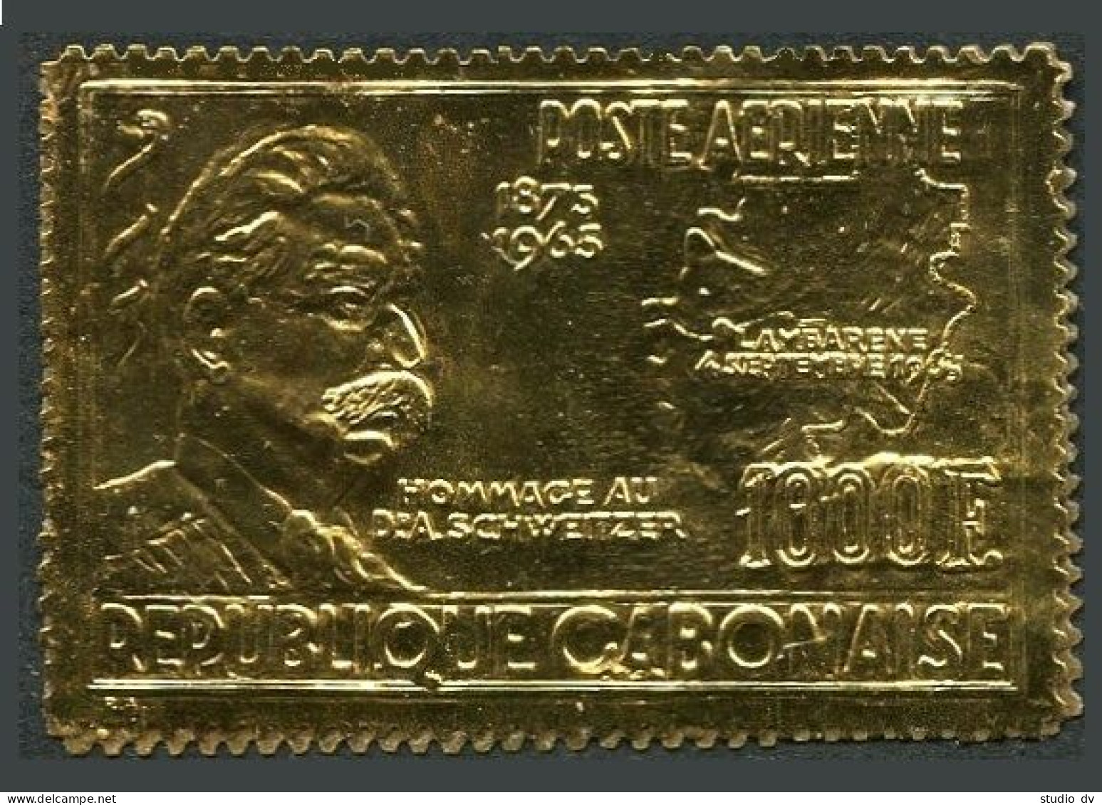 Gabon C39 Gold Foil,MNH.Michel 233. Dr.Albert Schweitzer,1965.Medical Missionary - Gabon