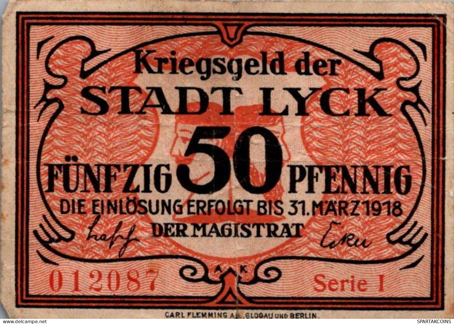 50 PFENNIG 1918 Stadt LYCK East PRUSSLAND UNC DEUTSCHLAND Notgeld Banknote #PH191 - [11] Local Banknote Issues