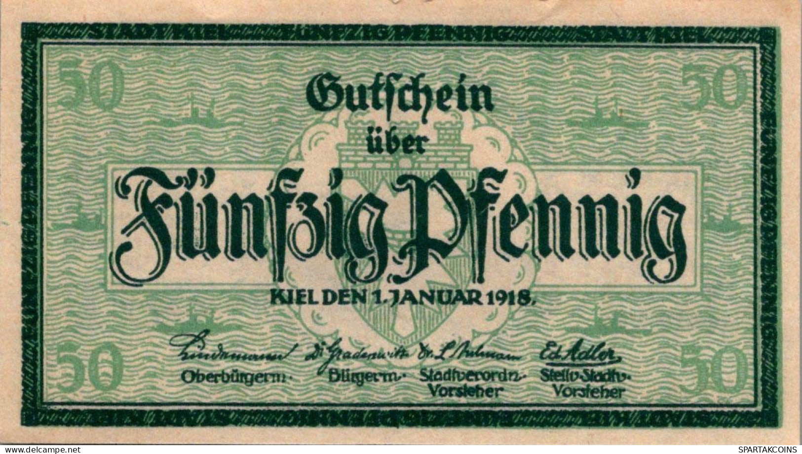 50 PFENNIG 1918 Stadt KIEL Schleswig-Holstein UNC DEUTSCHLAND Notgeld #PI952 - [11] Local Banknote Issues