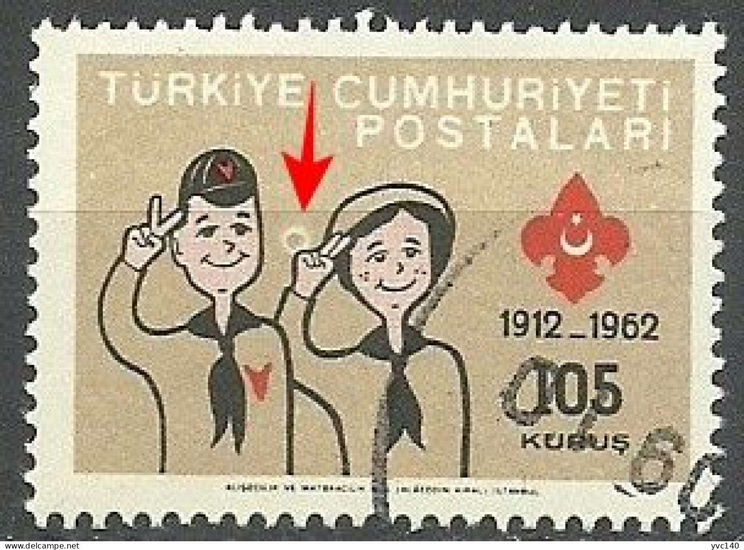 Turkey; 1962 50th Anniv. Of Turkish Scout Movement 105 K. ERROR "Print Stain" - Gebruikt