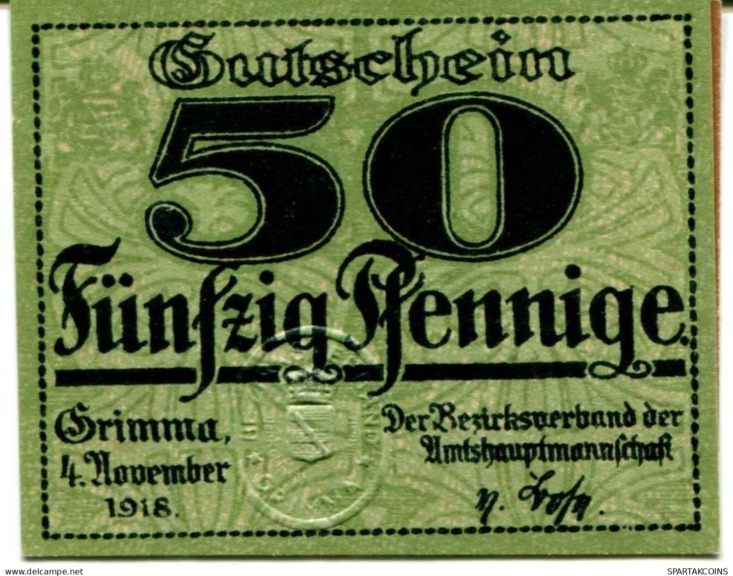 50 PFENNIG 1918 Stadt GRIMMA Saxony DEUTSCHLAND Notgeld Papiergeld Banknote #PL612 - [11] Local Banknote Issues
