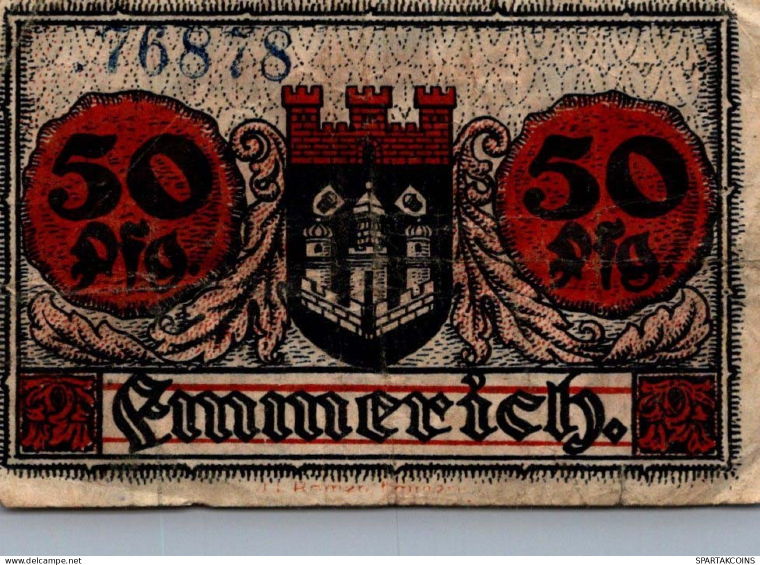 50 PFENNIG 1918 Stadt EMMERICH Rhine DEUTSCHLAND Notgeld Banknote #PG464 - [11] Local Banknote Issues
