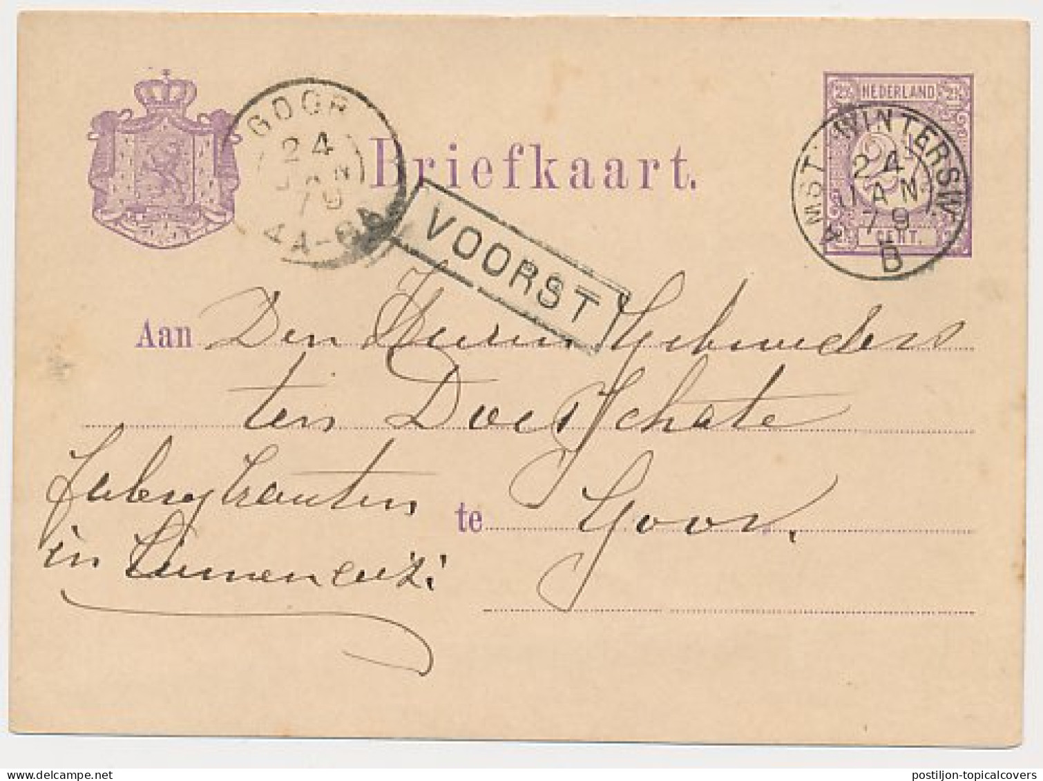 Trein Haltestempel Voorst 1879 - Lettres & Documents