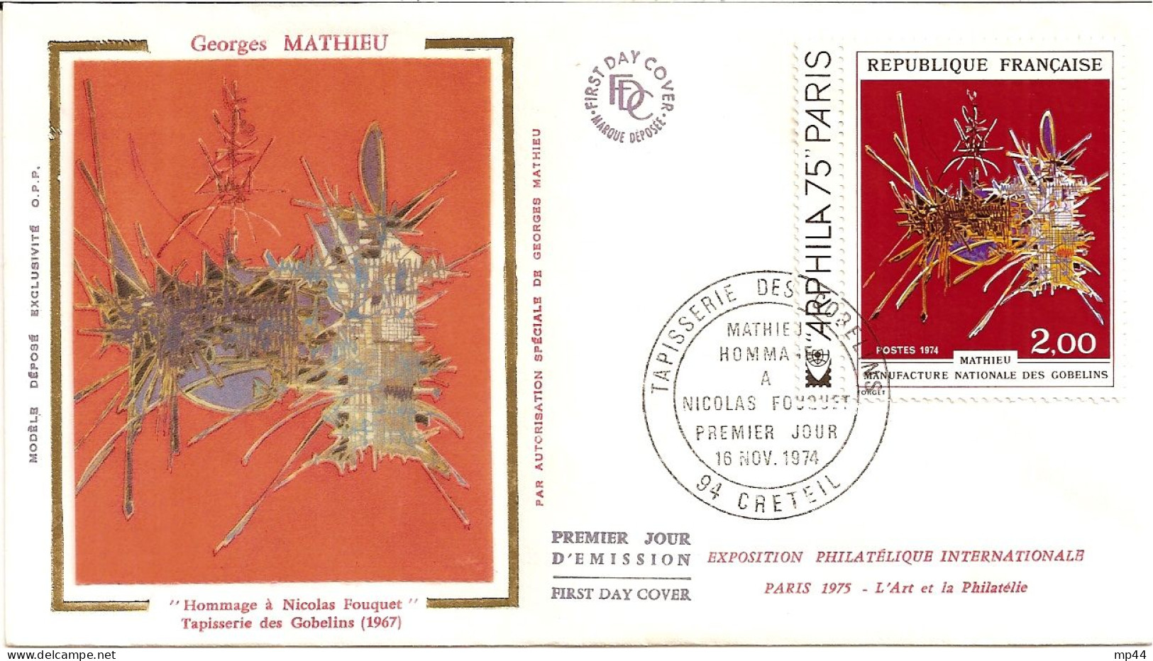273 --- 94 CRETEIL 1er Jour FDC Arphila 75 Georges Mathieu Manufacture Des Gobelins - Manual Postmarks