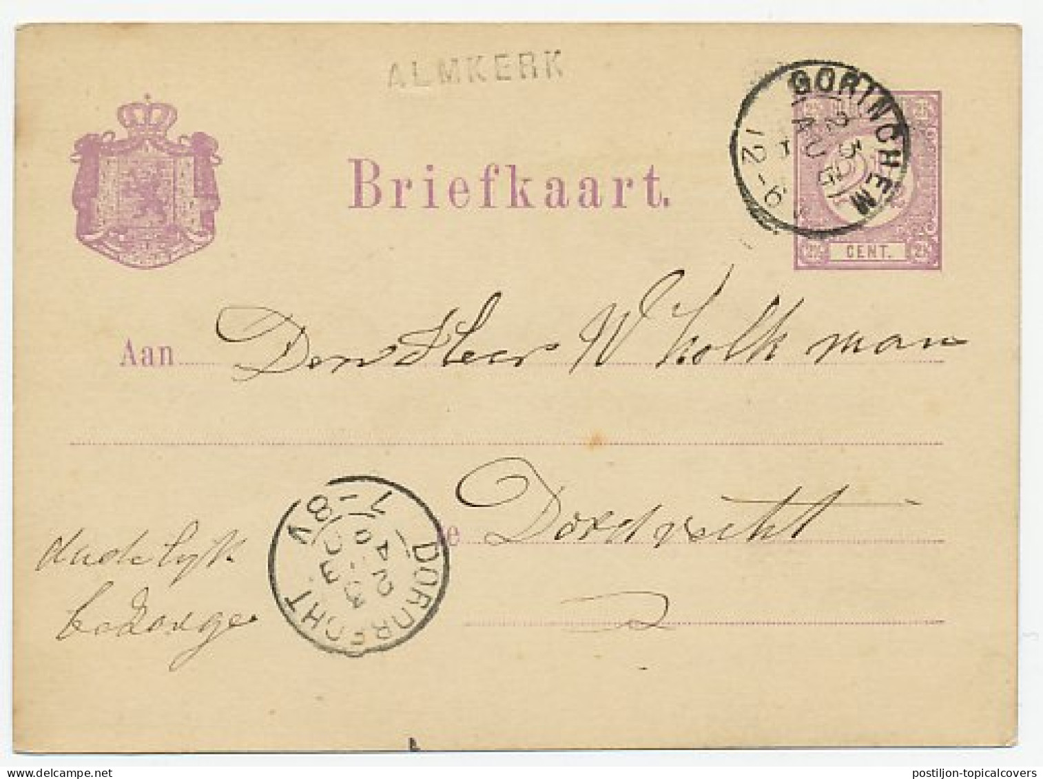 Naamstempel Almkerk 1880 - Lettres & Documents