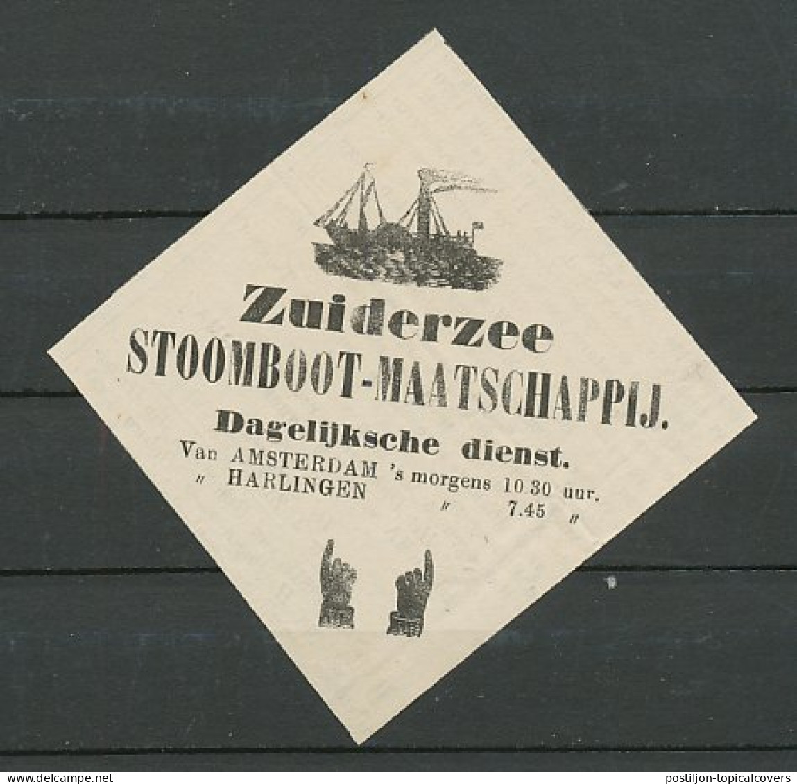 Advertentie 1870 Stoomboot Amsterdam - Harlingen - Lettres & Documents