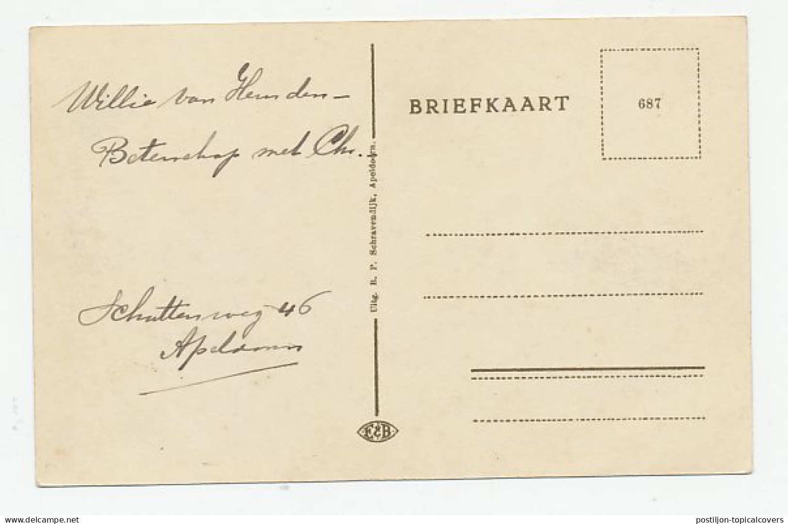 Prentbriefkaart Postkantoor Apeldoorn  - Autres & Non Classés