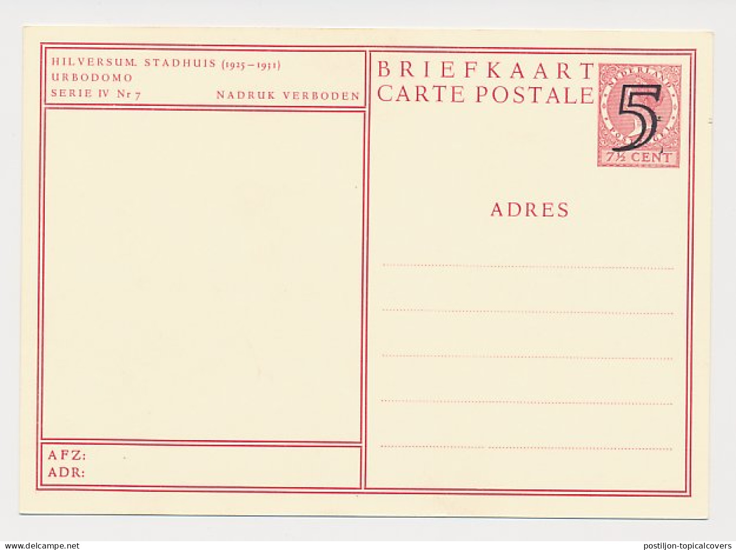 Briefkaart G. 284 J - Hilversum - Postal Stationery