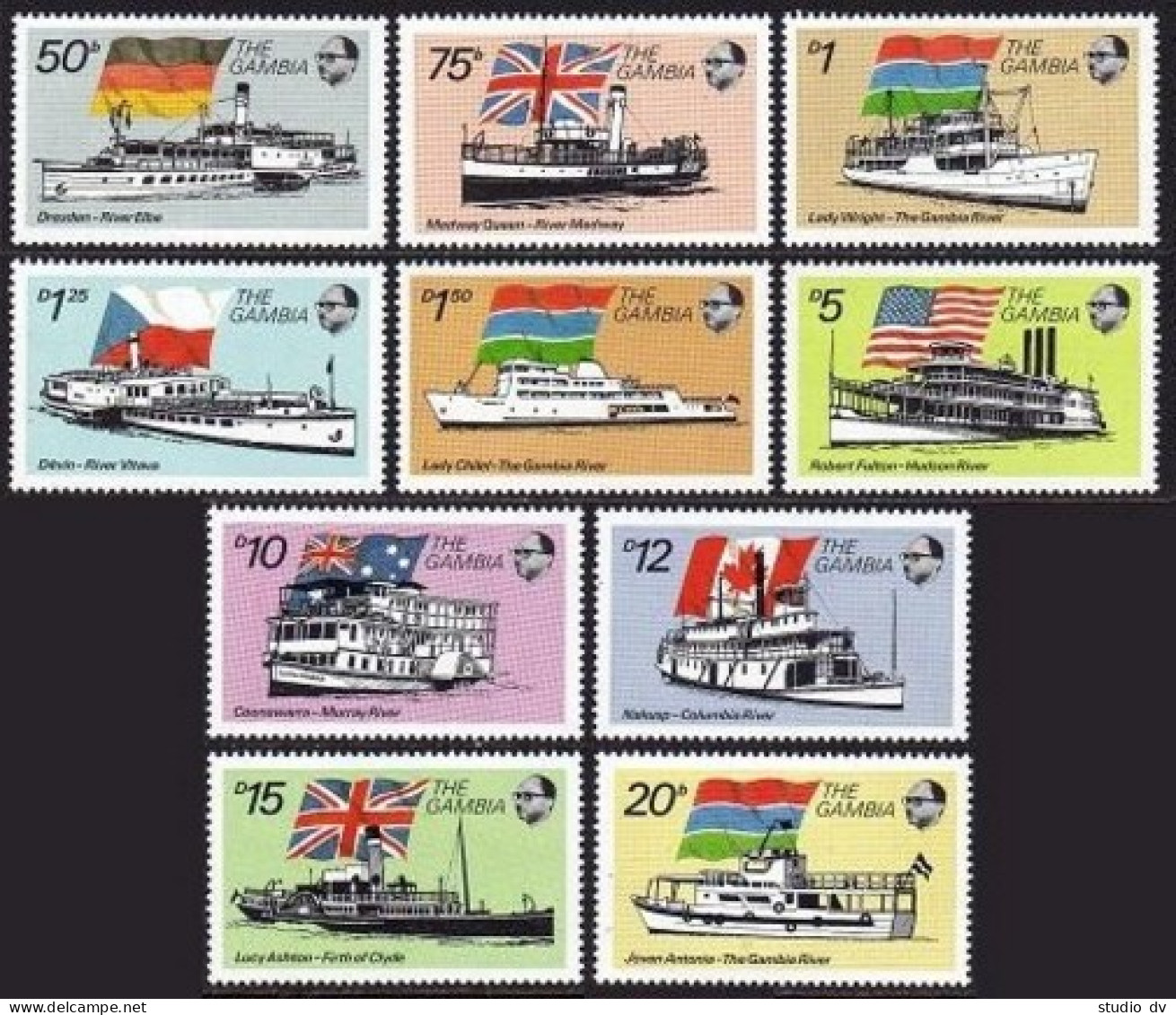 Gambia 1253-1262, MNH. Michel 1365-1374. Riverboat, Waterway, 1992. - Gambia (1965-...)