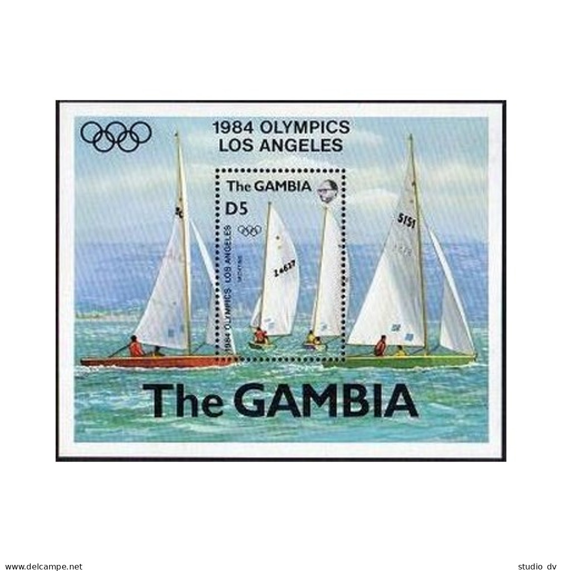 Gambia 514 Sheet, MNH. Michel 506 Bl.8. Olympics Los Angeles-1984. Yachting. - Gambia (1965-...)