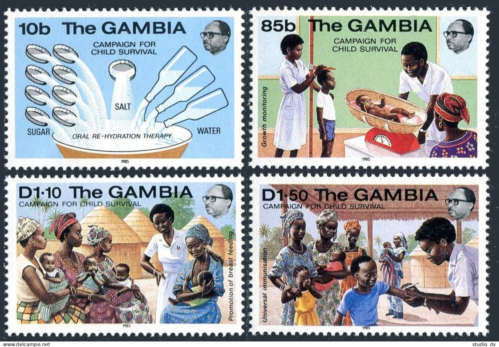 Gambia 543-546, MNH. Michel 549-552. UN Child Survival Campaign, 1985. - Gambie (1965-...)