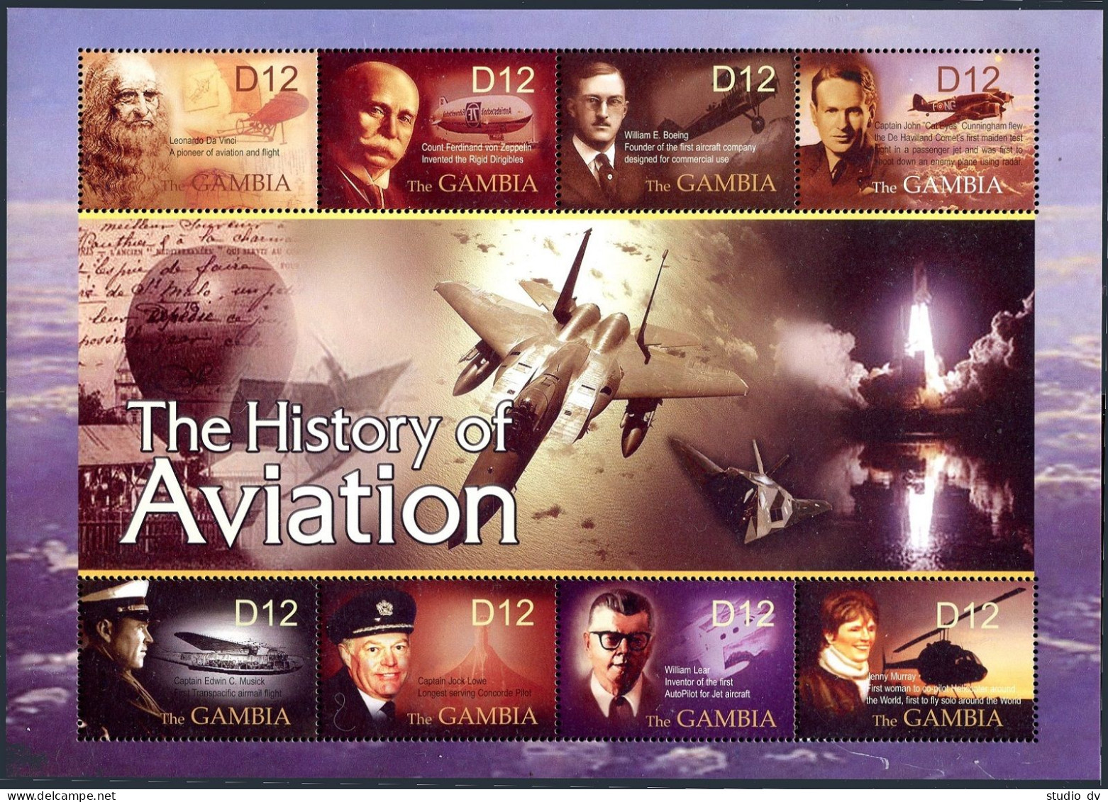 Gambia 2842 Ah Sheet, MNH. History Of Aviation, 2004. Leonardo Da Vinci, Murray, - Gambia (1965-...)