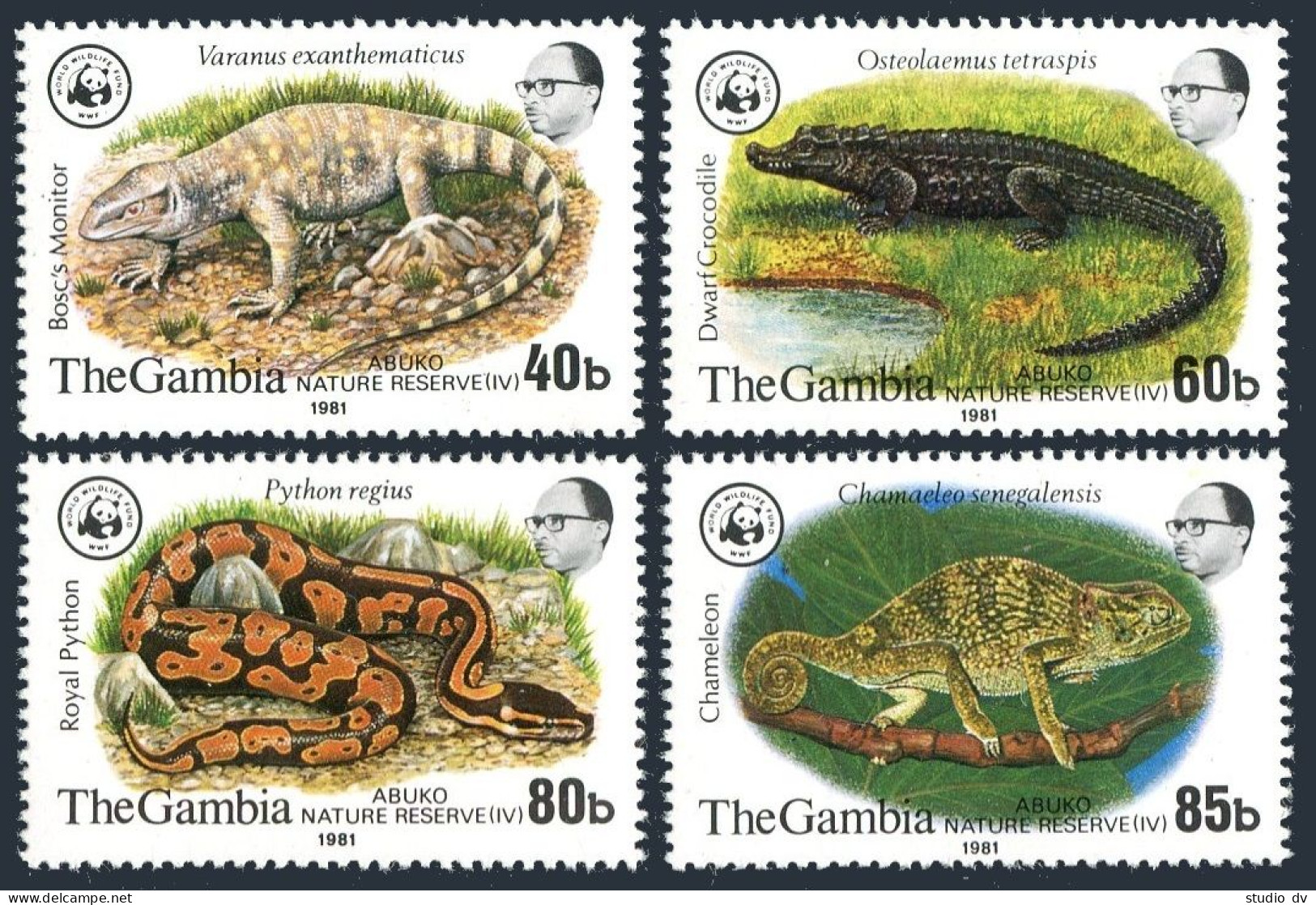 Gambia  432-435, MNH. Michel 430-433. WWF 1981. Abuco Nature Reserve. Reptiles. - Gambia (1965-...)
