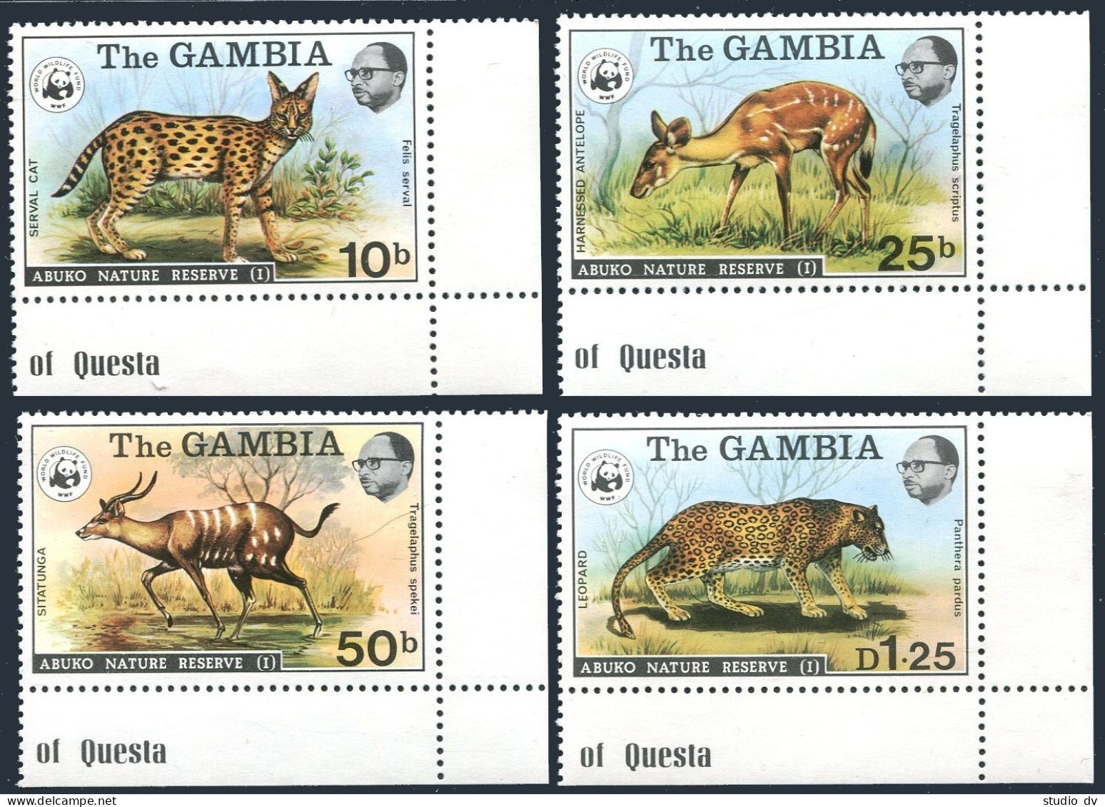 Gambia 341-344, 344a, MNH. Michel 322-325, Bl.2. WWF 1976.Abuko Nature Reserve. - Gambia (1965-...)