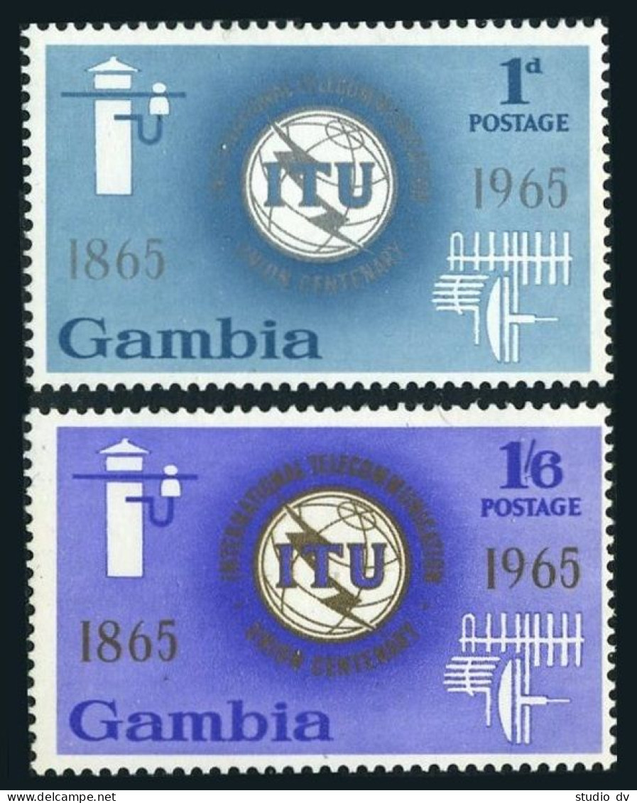 Gambia 210-211,hinged.Michel 205-206. ITU-100.1965.Communication Equipment. - Gambie (1965-...)