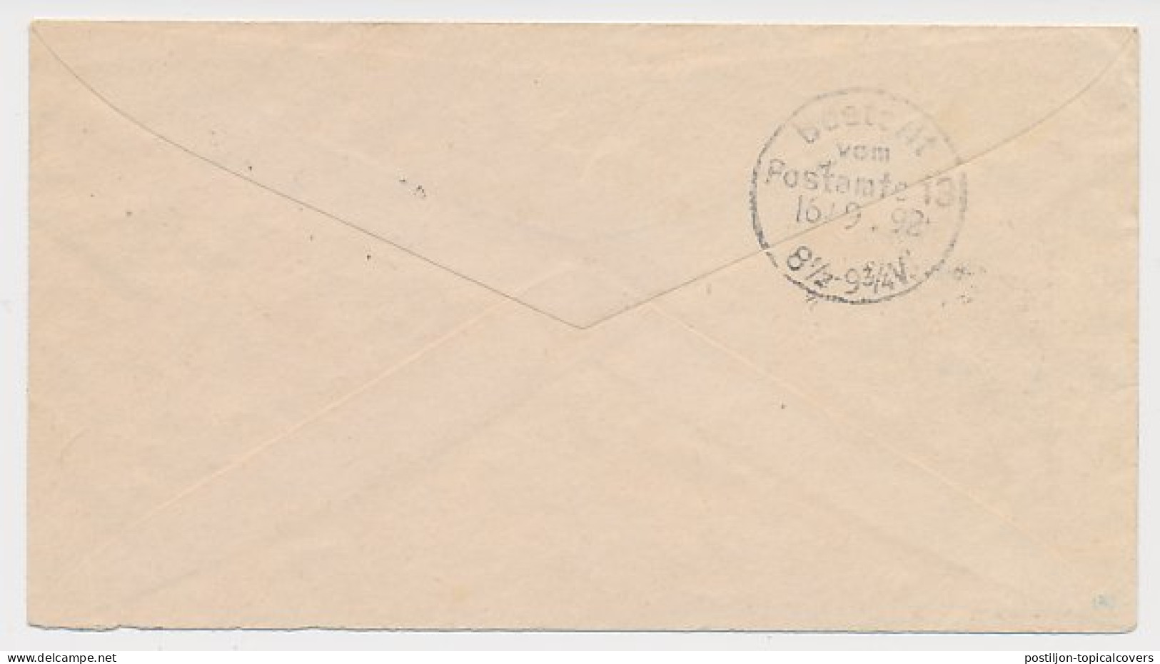 Envelop G. 5 B / Bijfrankering Amsterdam - Duitsland 1892 - Entiers Postaux