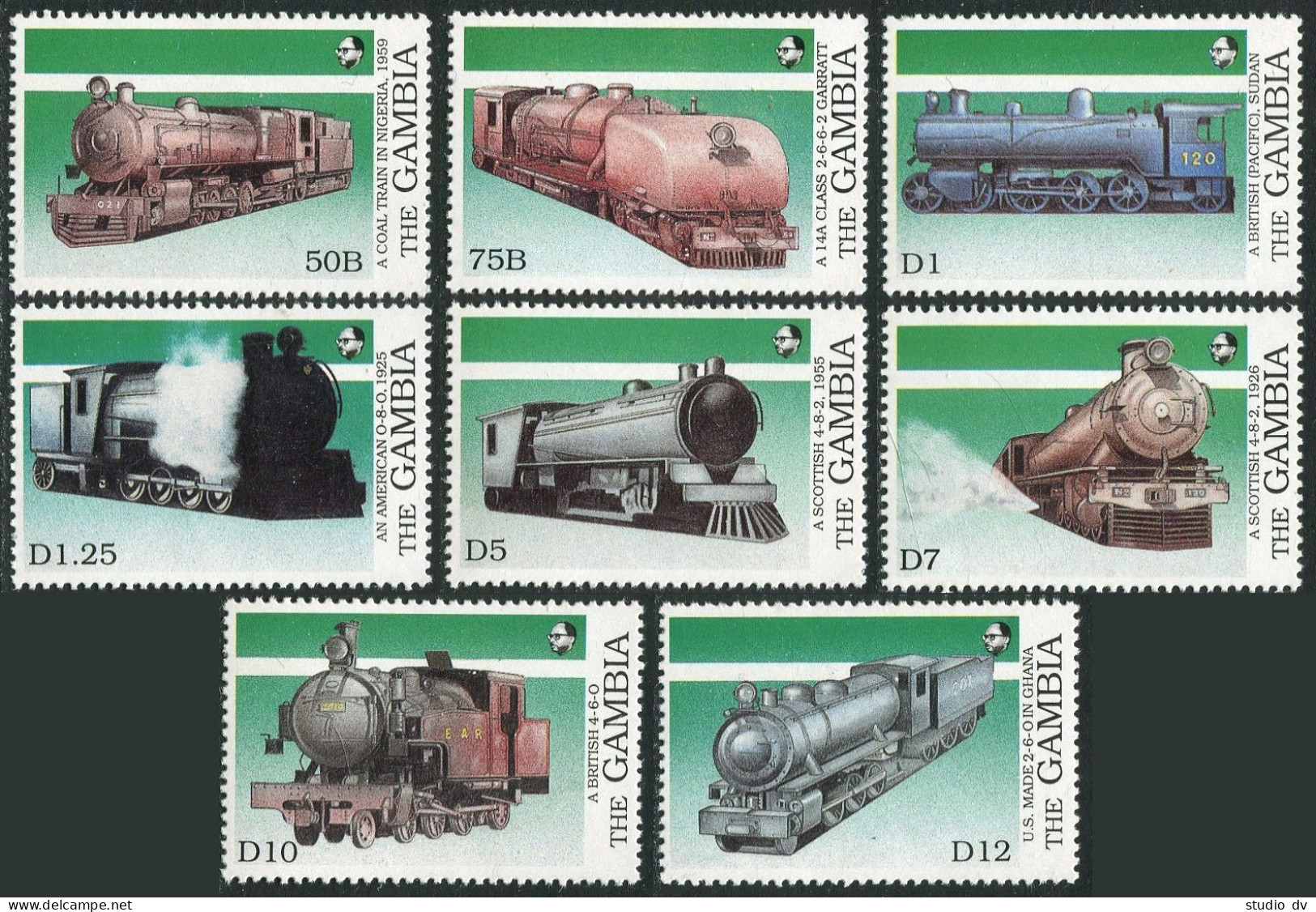 Gambia 846-853,854-855 Sheets,MNH.Mi 873-880.Bl.67-68. Trains Of Africa,1989. - Gambia (1965-...)