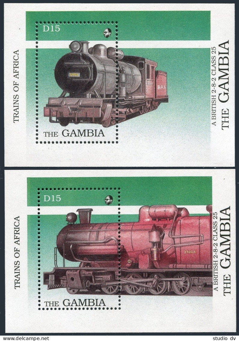 Gambia 846-853,854-855 Sheets,MNH.Mi 873-880.Bl.67-68. Trains Of Africa,1989. - Gambia (1965-...)