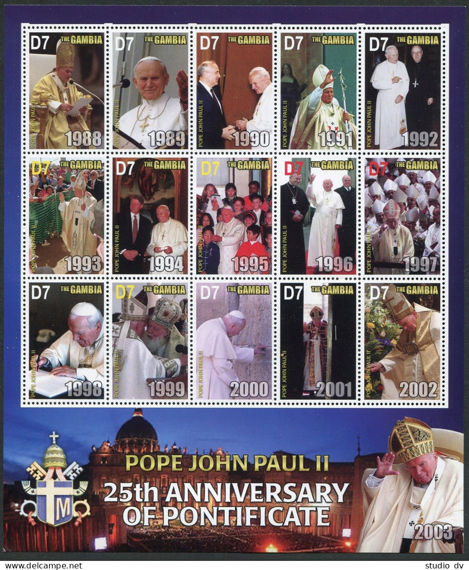 Gambia 2855-2856 Sheets, MNH. Election Of Pope John Paul II, 25th Ann. 2004. - Gambia (1965-...)