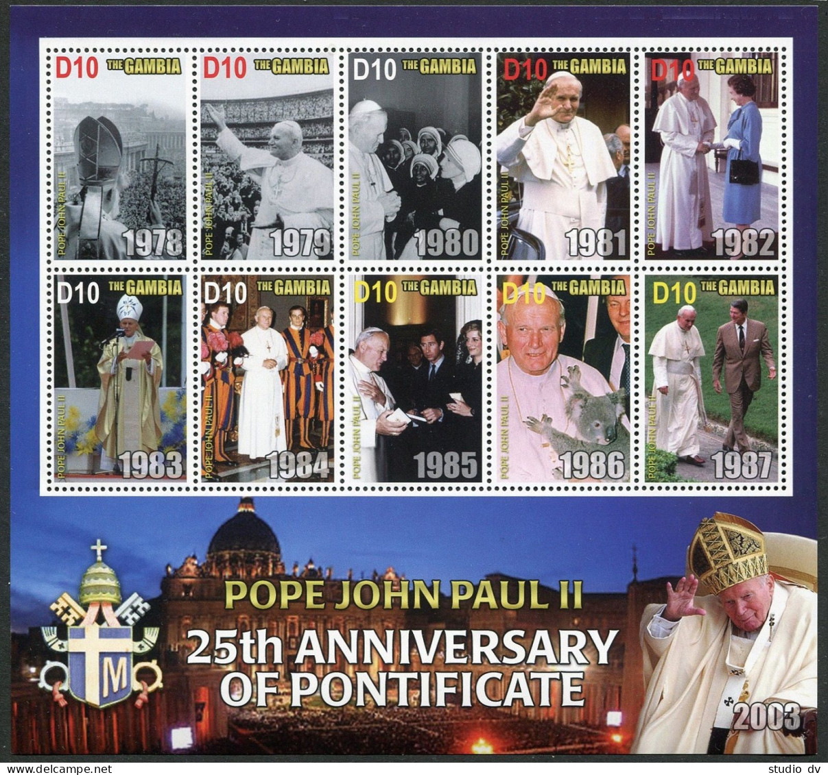 Gambia 2855-2856 Sheets, MNH. Election Of Pope John Paul II, 25th Ann. 2004. - Gambia (1965-...)