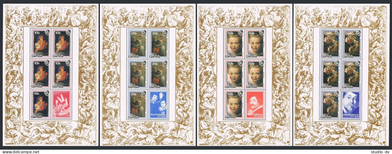 Gambia 371-374 Sheets, MNH. Mi 362-365 Klb. Peter Paul Rubens, 400th Birth Ann. - Gambie (1965-...)