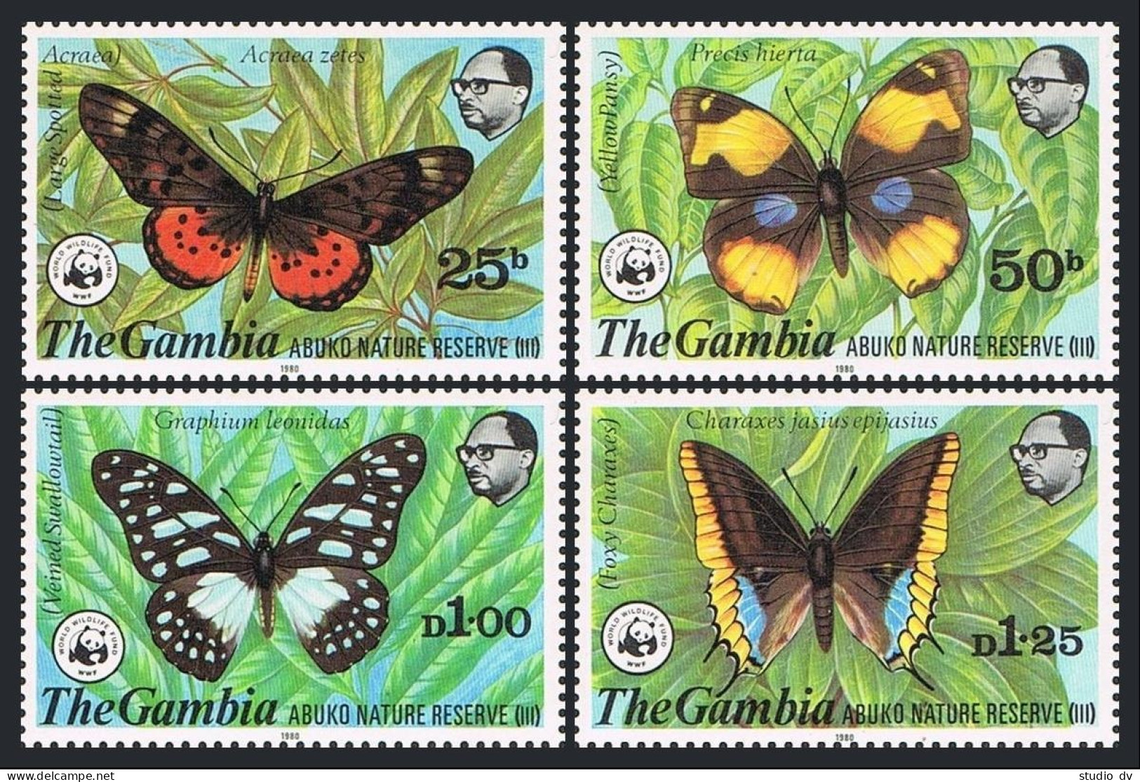 Gambia 404-407, MNH. Mi 402-405. WWF 1980. Abuko Nature Reserve. Butterflies. - Gambie (1965-...)