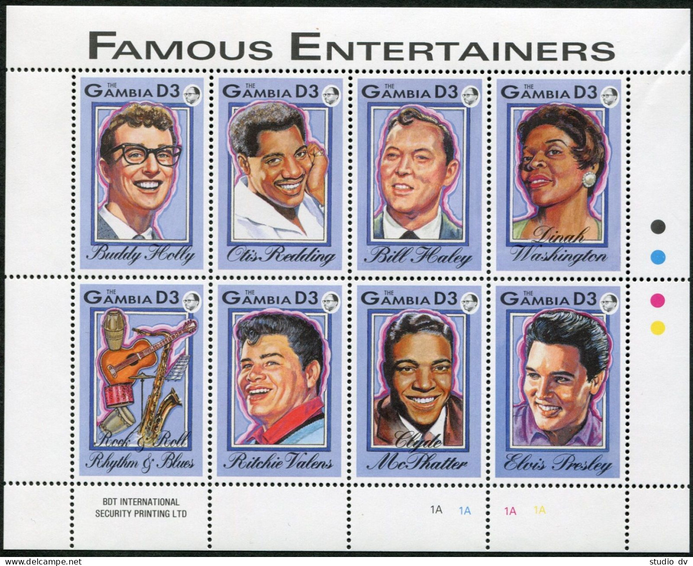 Gambia 1395-1398 Sheets,MNH.Michel 1618-1652 Klb. Famous Entertainers,1993. - Gambie (1965-...)
