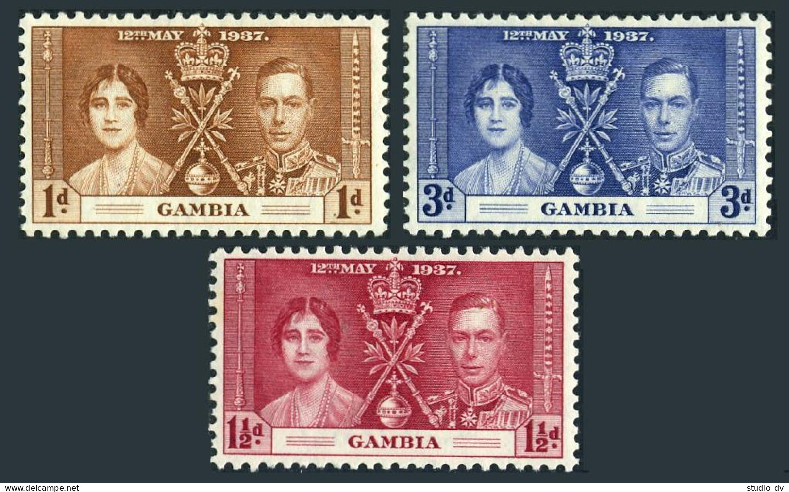 Gambia 129-131, MNH. Mi 120-122. Coronation 1937: King George VI,Queen Elizabeth - Gambie (1965-...)