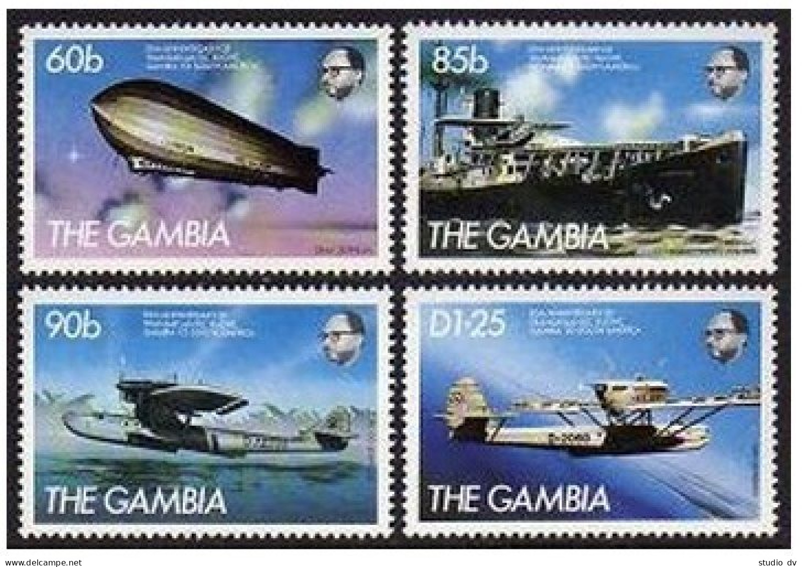Gambia 529-532, MNH. Mi 535-538. Flight Gambia-South America,50, 1984. Aircraft. - Gambie (1965-...)