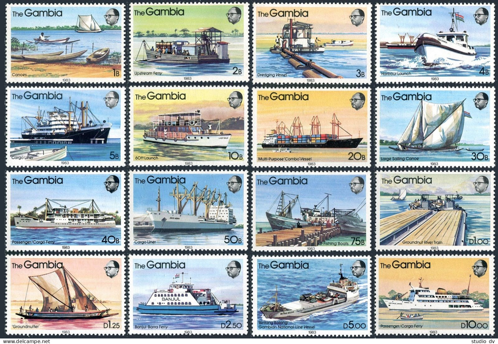 Gambia 465-480, MNH. Mi 463-478. Ships 1983. River Boats,Ferry, Freighter,Vessel - Gambie (1965-...)