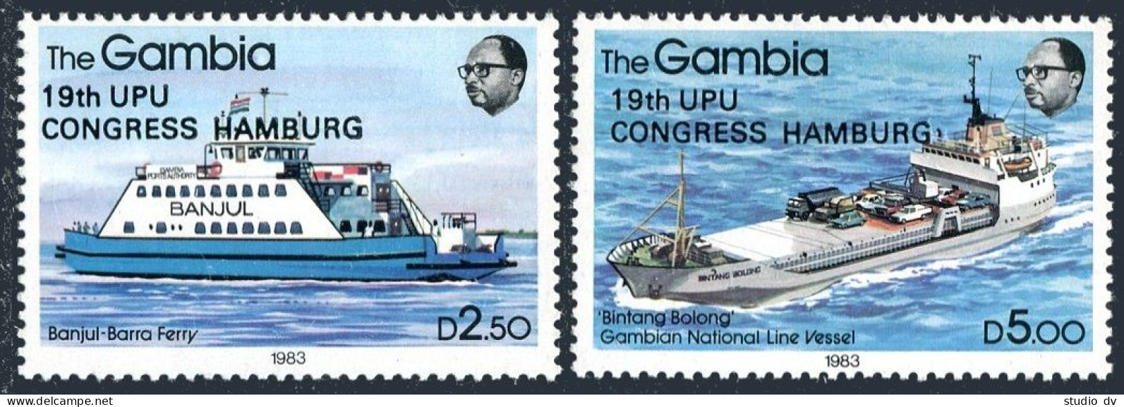 Gambia 523-524, MNH. Michel 529-530. 19th UPU Congress, 1984. Ships Overprinted. - Gambie (1965-...)