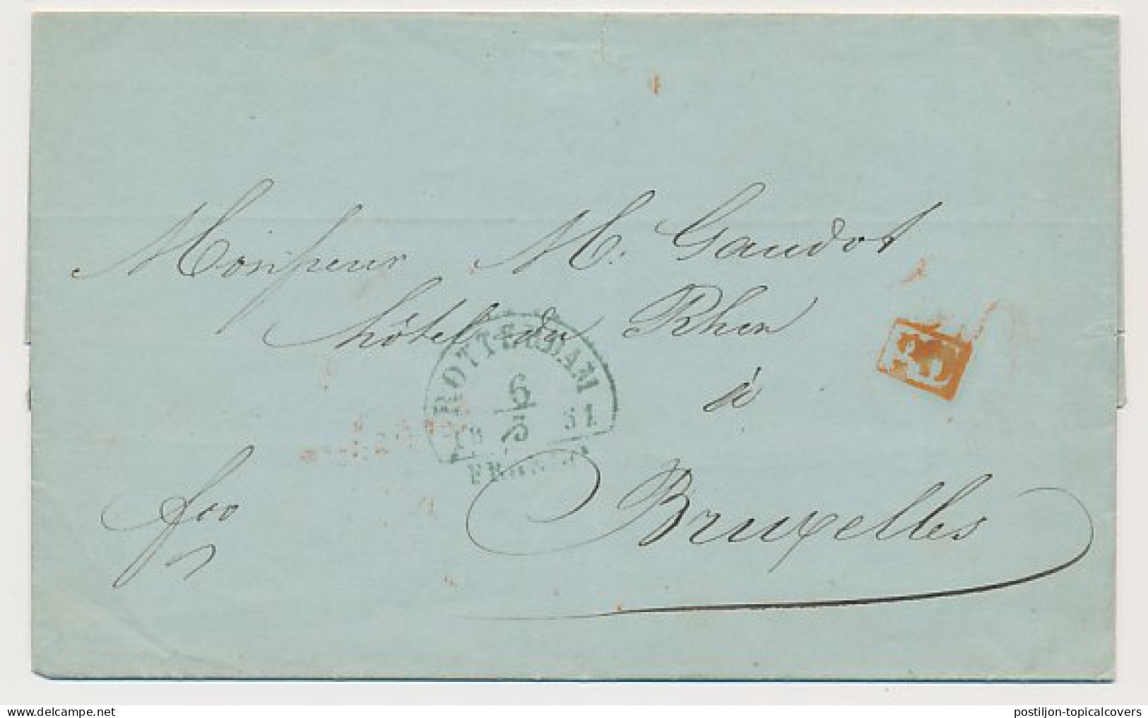 Rotterdam - Brussel Belgie 1851 - Pays-Bas Par Anvers  - ...-1852 Prephilately
