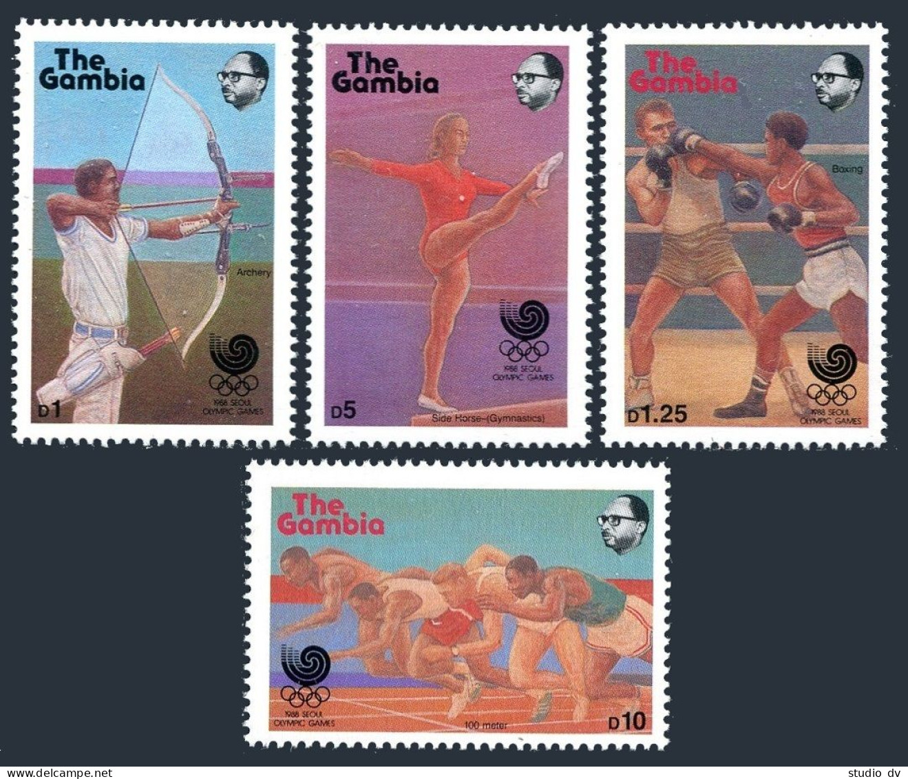 Gambia 734-738, MNH. Michel 758-761,Bl.46. Olympics Seoul-1988. Archery, Boxing, - Gambia (1965-...)