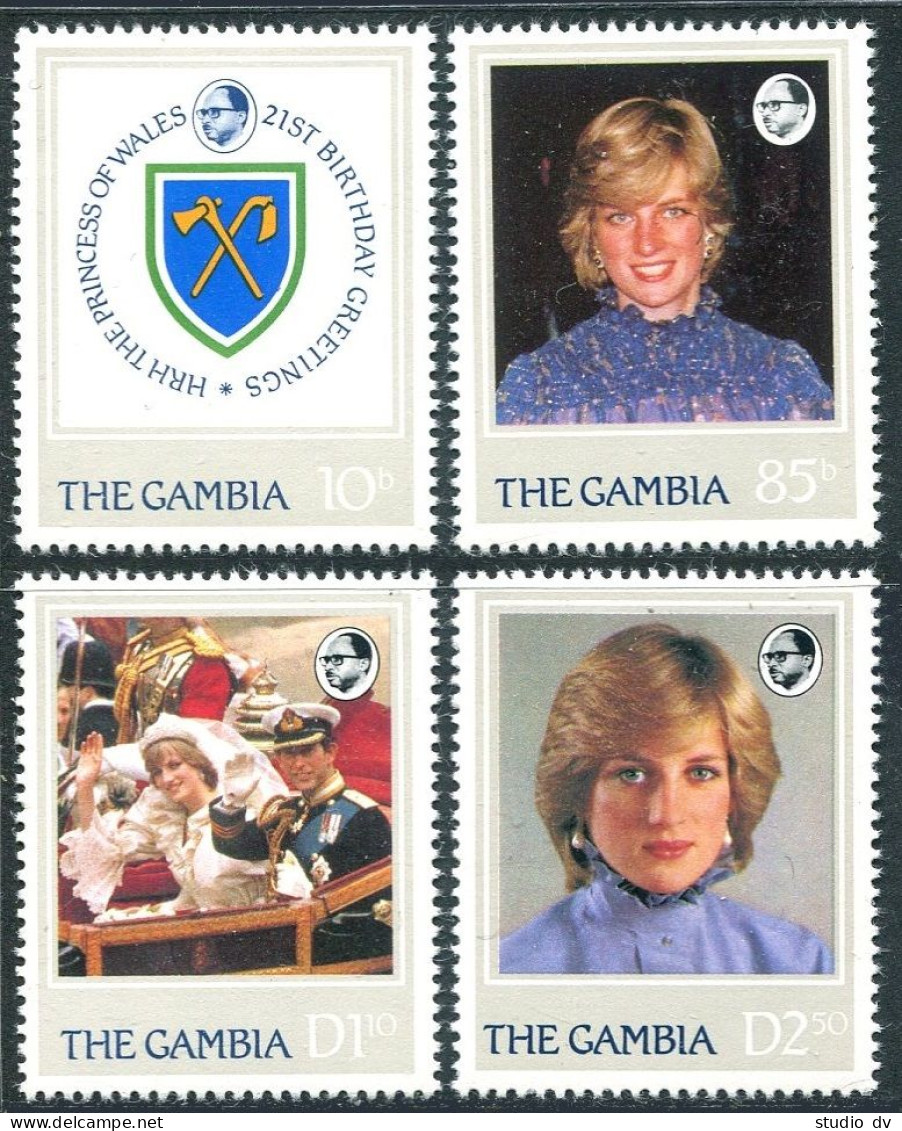 Gambia 447-450, MNH. Michel 445-448. Princess Diana 21st Birthday, 1982. - Gambia (1965-...)